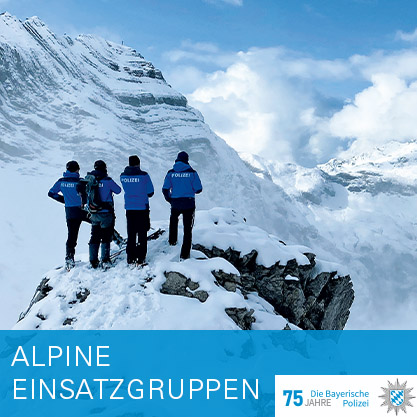 Kachel 75 Jahre Polizei - Alpine Einsatzgruppen